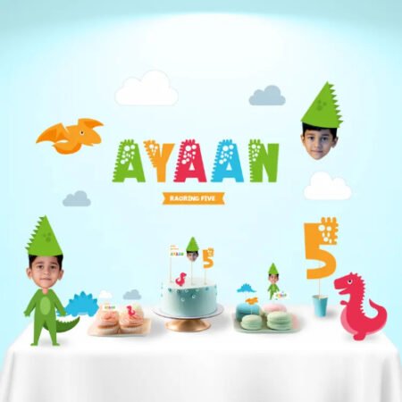 Personalised Dino Themed Birthday Decor Set