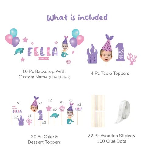 Personalised Mermaid Themed Birthday Decor Set