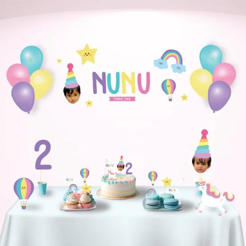 Personalised Unicorn Theme Birthday Decor Set