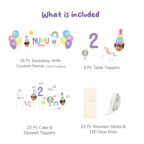 Personalised Unicorn Theme Birthday Decor Set