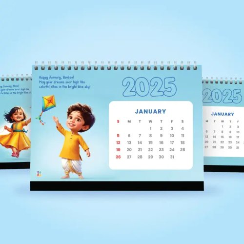 Personalised Calendar 2025 with Kids Caricature and Name