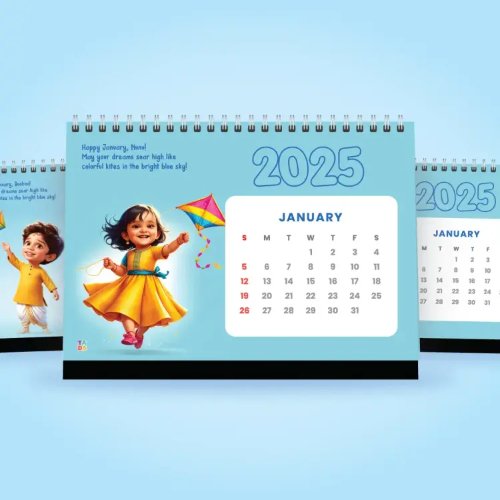 Personalised Calendar 2025 with Kids Caricature and Name